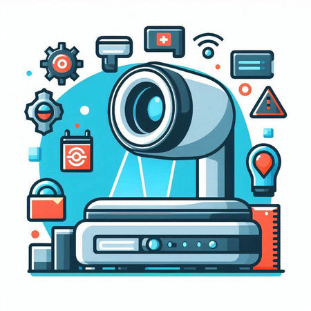 Webcam flat line vector illustration. Webcam on a white background.のイラスト素材