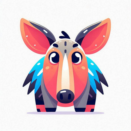 Cute cartoon little rhinoceros. Vector illustration on white background.のイラスト素材