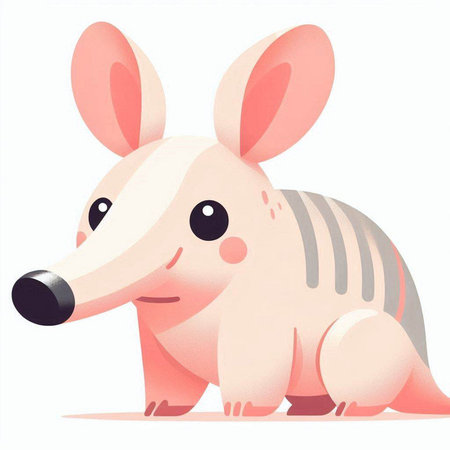 Cute cartoon baby armadillo on white background. Vector illustration.のイラスト素材