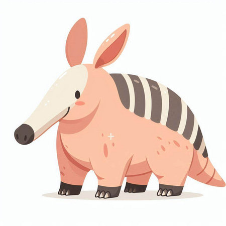 Cute cartoon armadillo isolated on white background. Vector illustration.のイラスト素材
