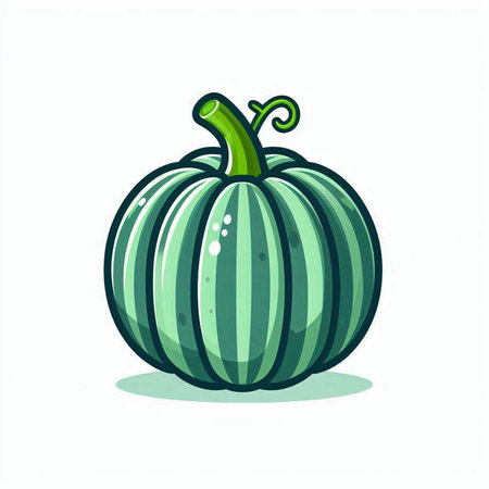 Cartoon green pumpkin isolated on white background. Vector illustration for your designのイラスト素材