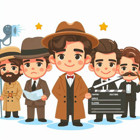 Cartoon detective team. Vector illustration of a cartoon detective team.のイラスト素材