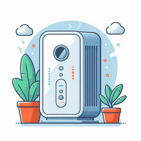 Air conditioner in flat design style. Vector illustration of an air conditioner.のイラスト素材