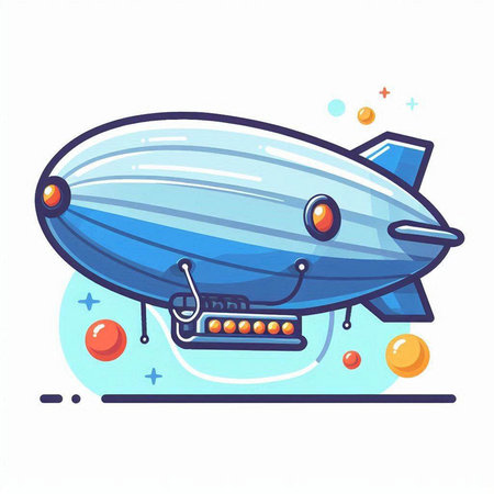 Cartoon airship. Colorful vector illustration for your design.のイラスト素材