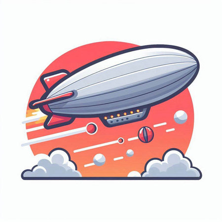 Airship in the sky. Cartoon style. Vector illustration for your designのイラスト素材