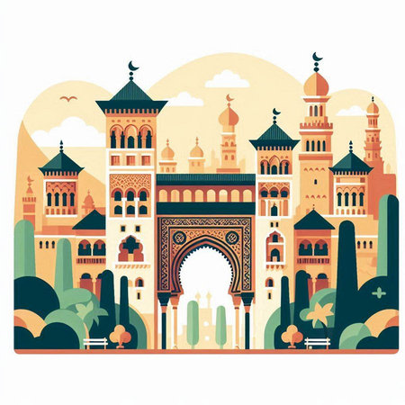 Taj Mahal, Delhi, India. Vector Illustration.のイラスト素材