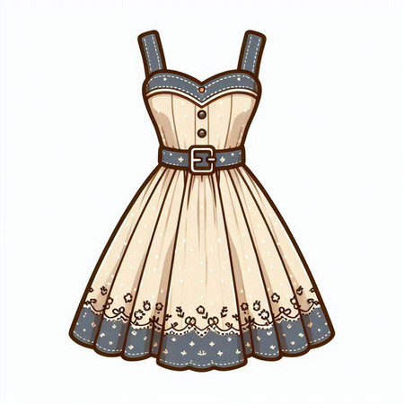 Cute vintage dirndl vector illustration isolated on white background.のイラスト素材