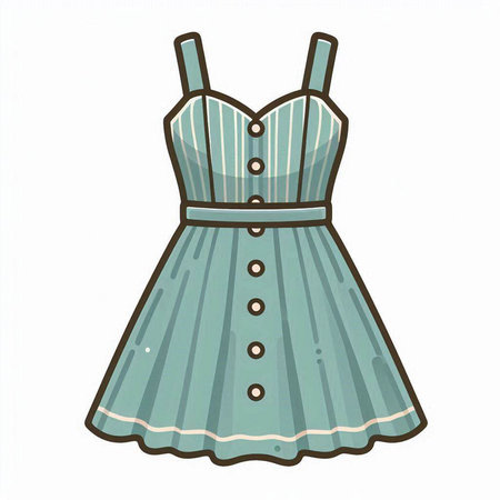 Illustration of a blue sleeveless dress on a white backgroundのイラスト素材