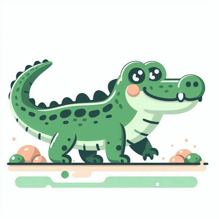 Crocodile vector illustration. Cute cartoon crocodile.のイラスト素材