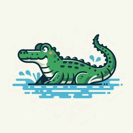 Crocodile vector illustration. Cute cartoon crocodile.のイラスト素材