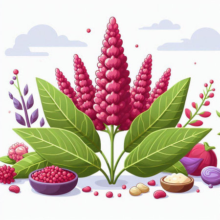 Illustration of a bunch of pink flowers and leaves on a white backgroundのイラスト素材