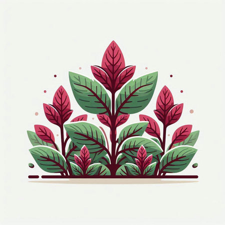Illustration of green and red leaves on white background, vector illustrationのイラスト素材