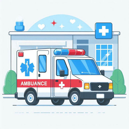 Ambulance vehicle. Ambulance car. Vector illustration.のイラスト素材