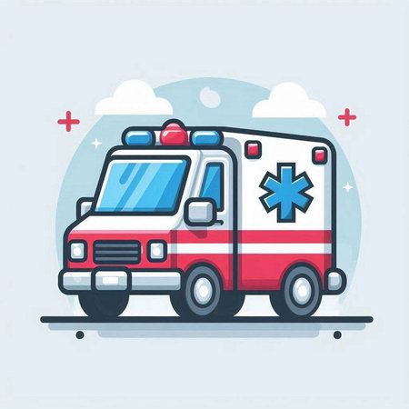 Ambulance icon. Flat illustration of ambulance icon for web designのイラスト素材