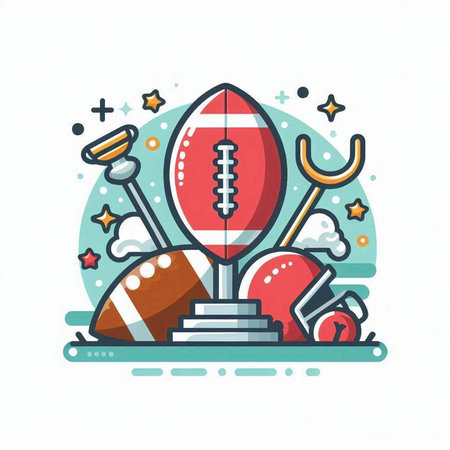 American football line icon. Vector illustration for web and mobile design.のイラスト素材