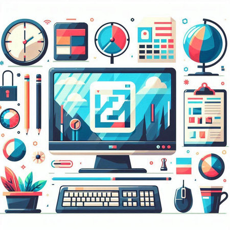 Flat design modern vector illustration concept of business, finance and technology.のイラスト素材