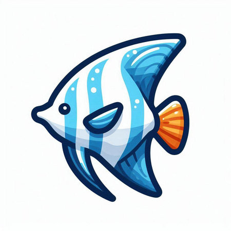 Illustration of a blue fish isolated on a white background - vectorのイラスト素材