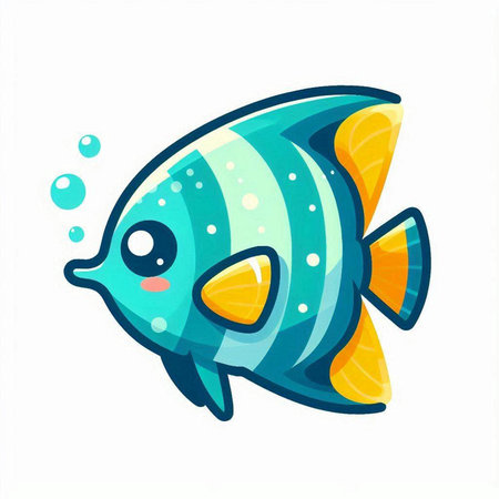 Cute cartoon fish isolated on a white background. Vector illustration.のイラスト素材