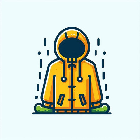 Hooded man in a raincoat. Flat vector illustration.のイラスト素材