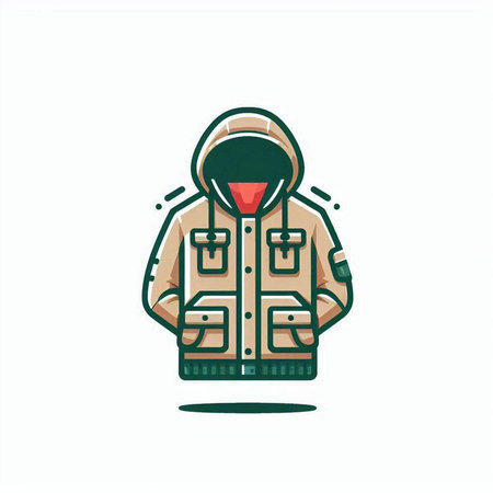 Winter jacket icon. Vector illustration. Isolated on white background.のイラスト素材