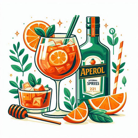 Cocktail with lime, orange, ice and honey. Vector illustrationのイラスト素材
