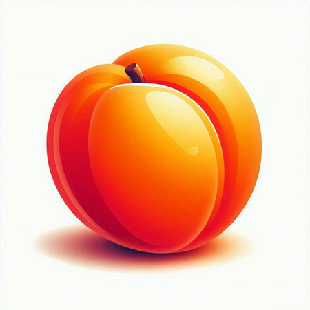 Illustration of a ripe apricot on a white background.のイラスト素材