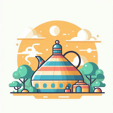 Cute vector illustration of a teapot in a flat style.のイラスト素材