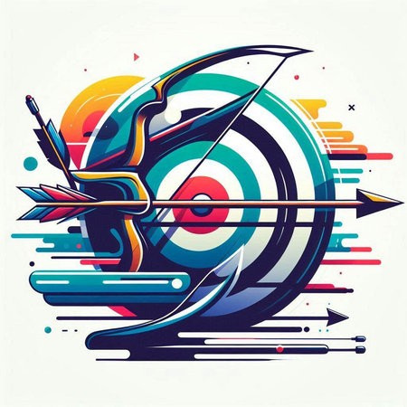 Archery target with arrows. Vector illustration. Abstract background with arrows.のイラスト素材