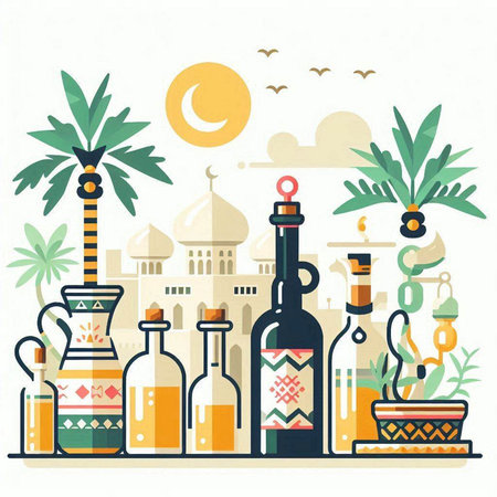 Taj mahal in flat style. Vector illustration. Ramadan Kareem.のイラスト素材