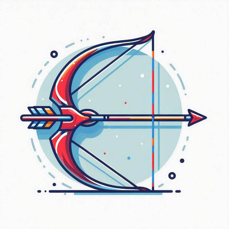 Archery vector thin line icon. Bow and arrow, vector illustrationのイラスト素材