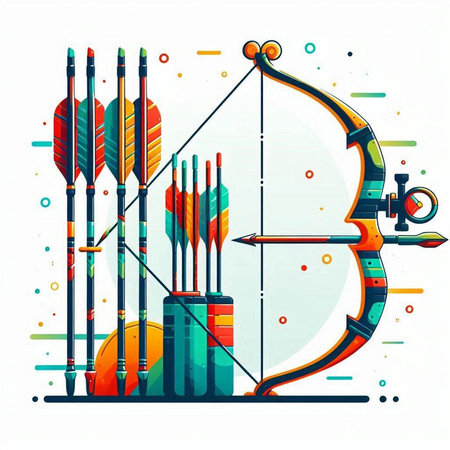 Archery vector illustration. Arrows and target in the form of a crescent.のイラスト素材