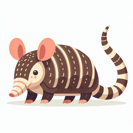 Cute cartoon armadillo. Vector illustration on white background.のイラスト素材