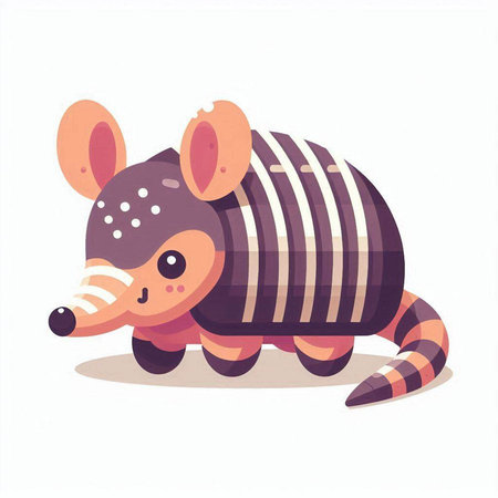Cute little cartoon armadillo. Vector illustration isolated on white background.のイラスト素材