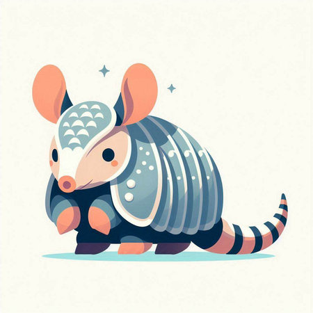 Cute cartoon armadillo. Vector illustration in flat style.のイラスト素材