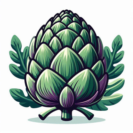 Artichoke isolated on white background. Vector illustration in cartoon style.のイラスト素材