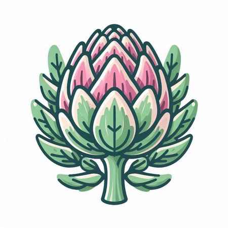 Artichoke flower. Hand drawn vector illustration isolated on white background.のイラスト素材