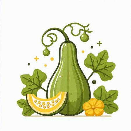 Pumpkin and melon. Vector illustration on white background.のイラスト素材