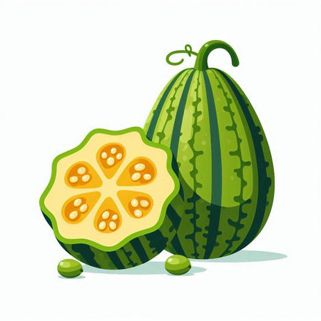 Cucumis melo isolated on white background. Vector illustrationのイラスト素材