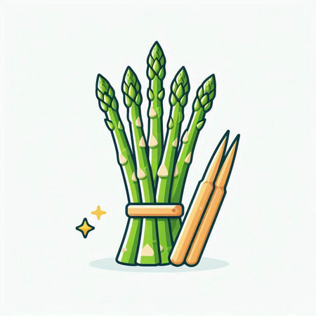 Bunch of asparagus and pencils. Vector illustration.のイラスト素材