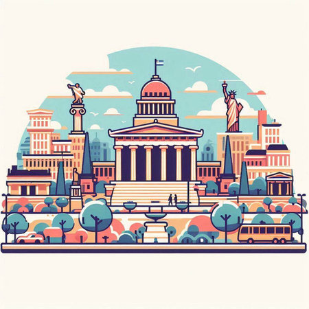 United States Capitol Building, Washington DC, USA. Vector illustration.のイラスト素材