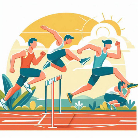 Athletics and outdoor sports. Vector illustration in flat styleのイラスト素材