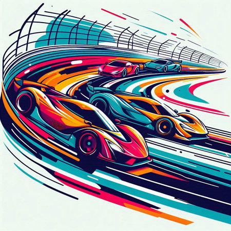 Sport car racing on the road. Vector illustration. Eps 10.のイラスト素材