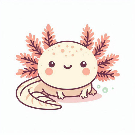 Cute kawaii cartoon iguana on white background. Vector illustration.のイラスト素材