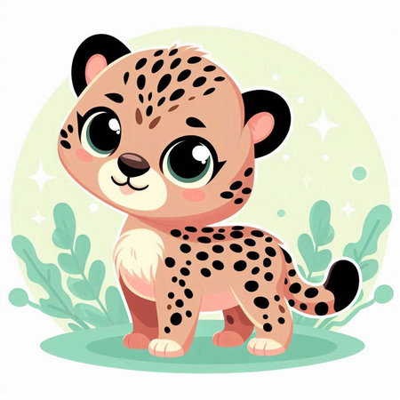 Cute cartoon cheetah. Vector illustration for your design.のイラスト素材