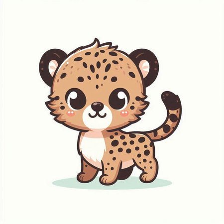 Cute baby cheetah. Vector illustration in cartoon style.のイラスト素材