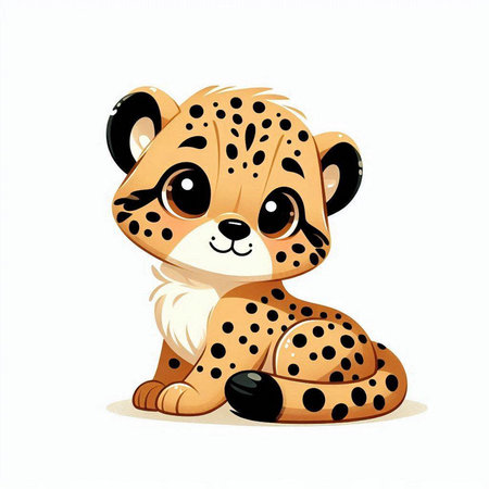 Cute cartoon cheetah on white background. Vector illustration.のイラスト素材