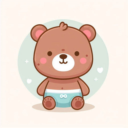 cute teddy bear baby with diaper vector illustration eps 10のイラスト素材