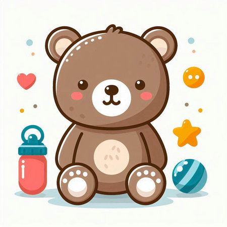 Cute teddy bear with a pacifier. Vector illustration.のイラスト素材