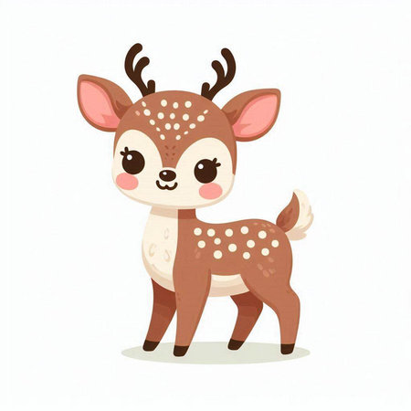 Cute cartoon deer. Vector illustration isolated on a white background.のイラスト素材