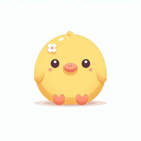 Cute cartoon yellow chicken isolated on white background. Vector illustration.のイラスト素材